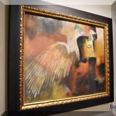 A02. Framed Chanchal Mukherjee pastel. Woman in profile with wings. 30”x 36” - $600
